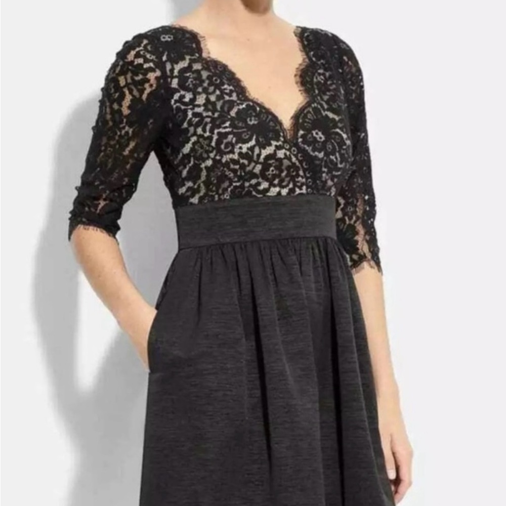 Eliza J Black Eyelash Lace Fit & Flare Cocktail Dress with Pockets - 10P